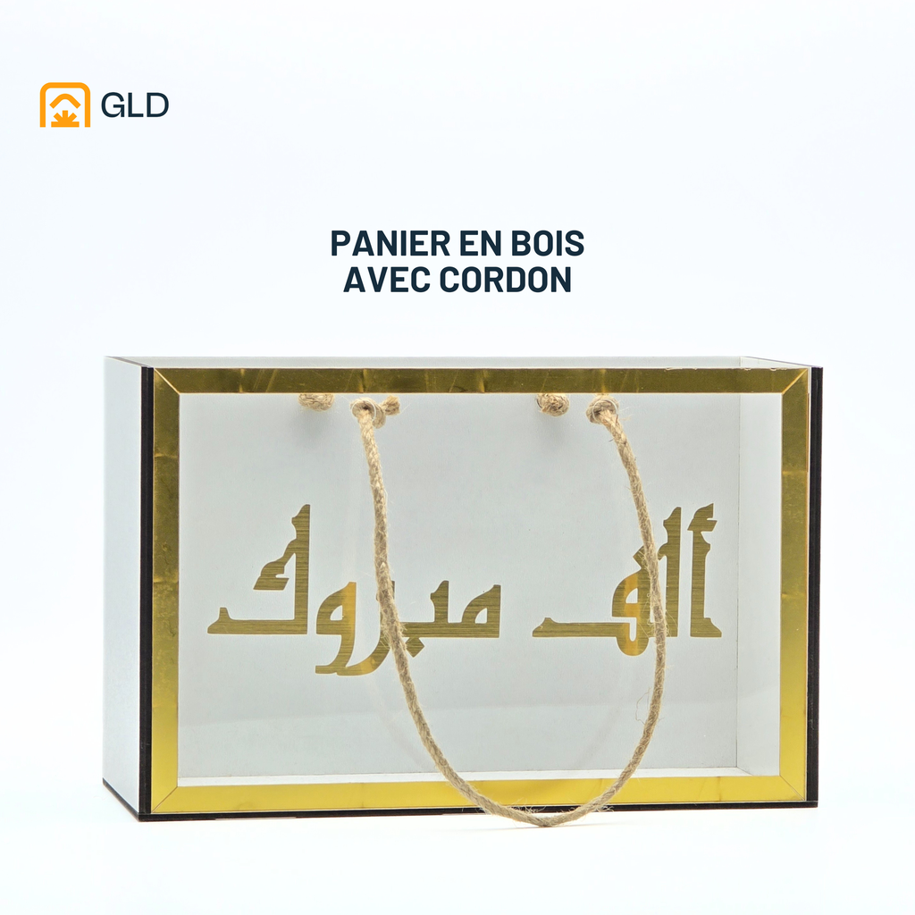 Blanc :Panier En Bois Avec Cordon