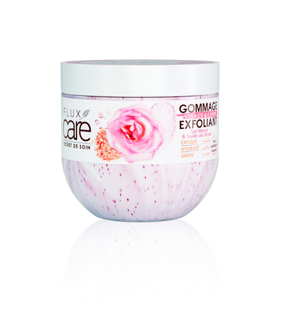 Gommage Exfoliant Visage Et Corps Flux Care Sel Marin Et Huile De Rose 370 Ml