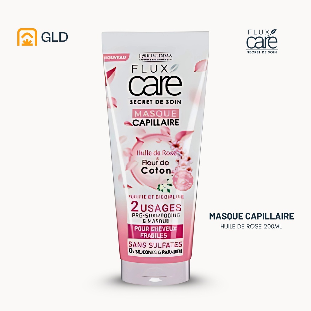 Masque Capillaire Flux Care Huile De Rose Et Fleur De Coton 200 Ml
