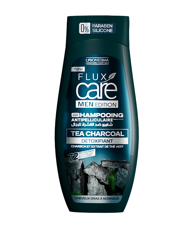 Shampooing Flux Care Men Anti Pelliculaire Tea Charcoal 265 Ml