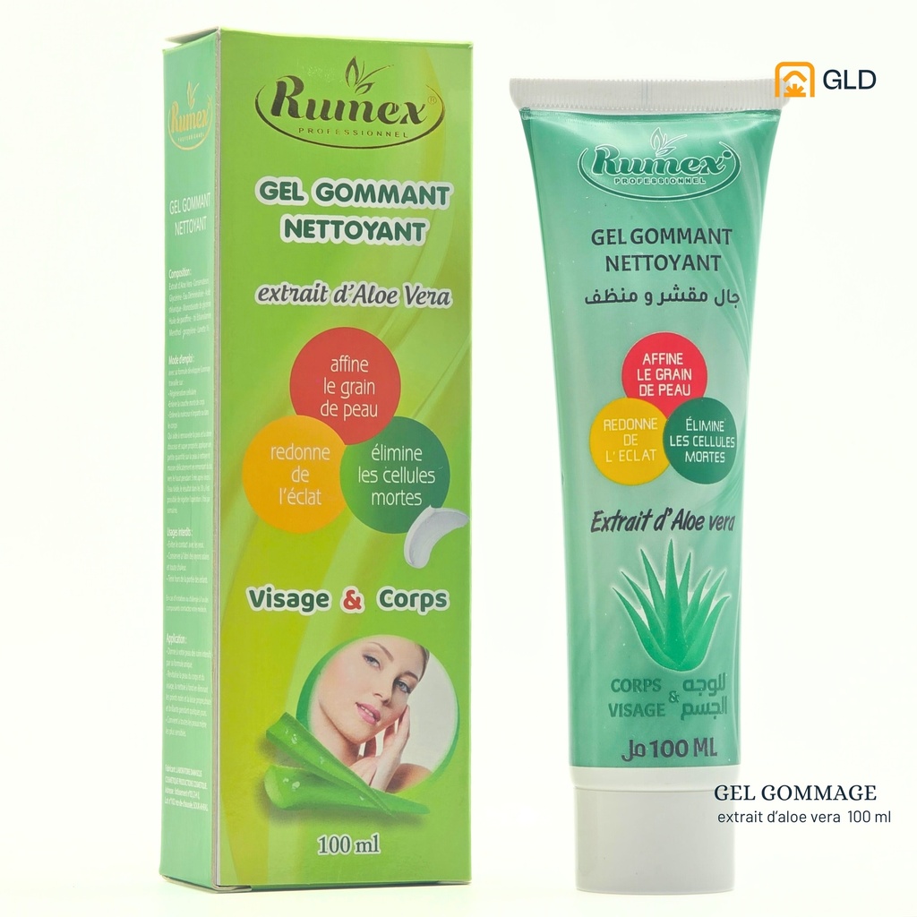 Gel Gommage nettoyant Extrait d'Aloe Vera 100 Ml