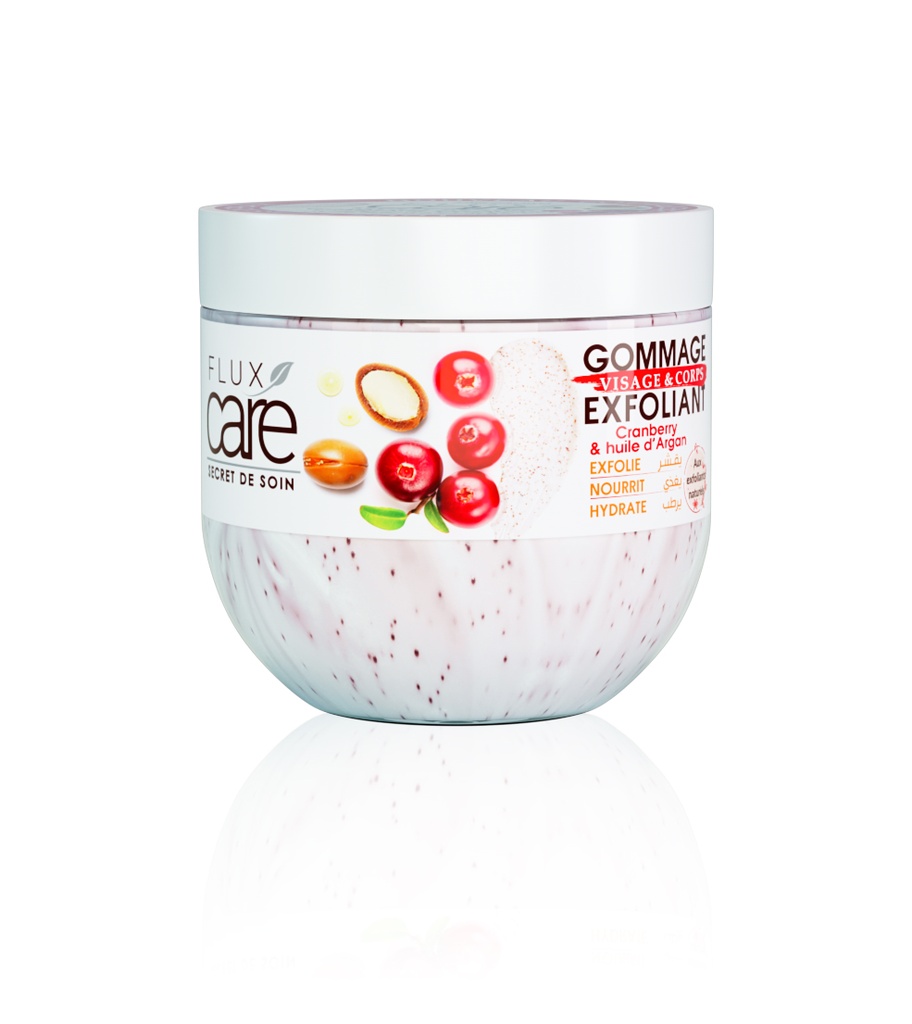 Gommage Exfoliant Visage Et Corps Flux Care Cranberry Et Huile D’Argan 370 Ml