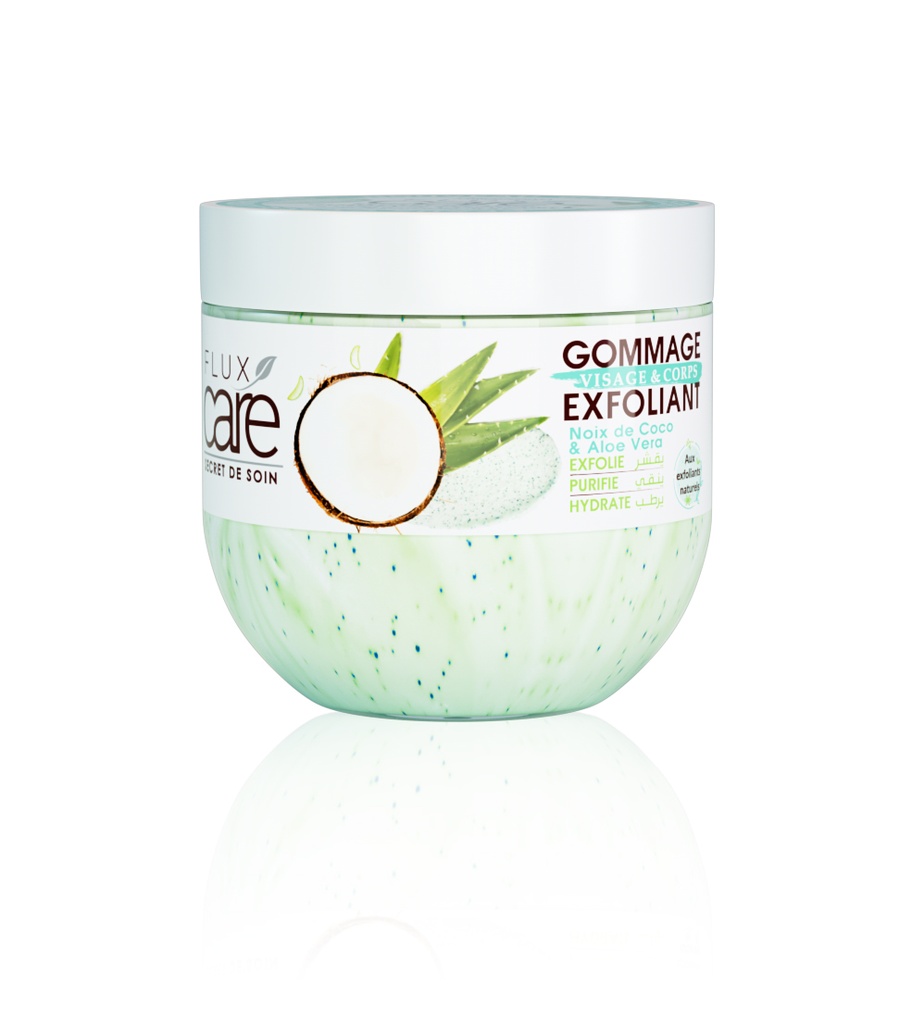 Gommage Exfoliant Visage Et Corps Flux Care Noix De Coco Et Aloe Vera 370 Ml