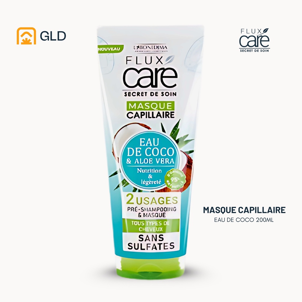 Masque Capillaire Flux Care Eau De Coco Et Aloe Vera Tube 200 Ml