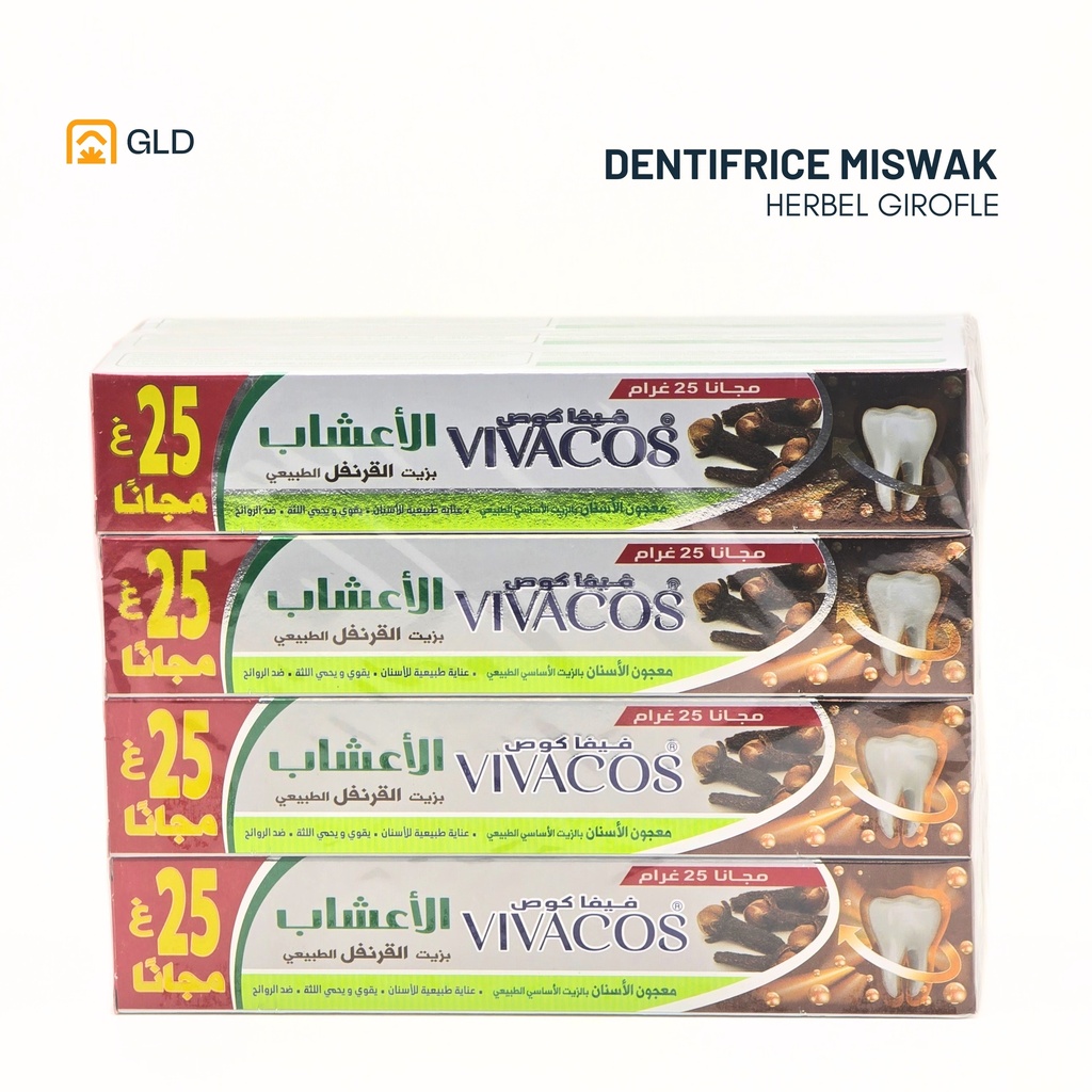 Dentifrice Vivacos Miswak Herbel Girofle 75 g + 25 g 